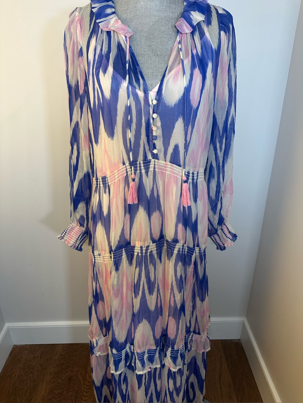 Anthropologie The Marais Printed Chiffon Maxi Dress size medium - Picture 2 of 15
